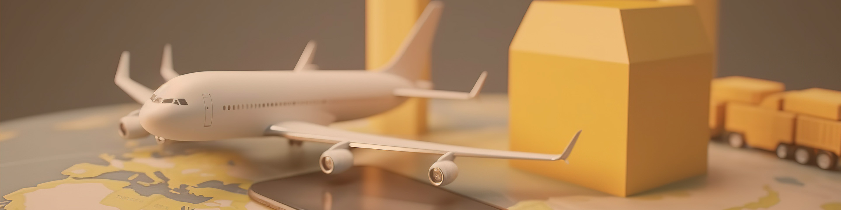Kakobuy’s official shipping illustration: an airliner, parcel boxes and delivery truck on a map