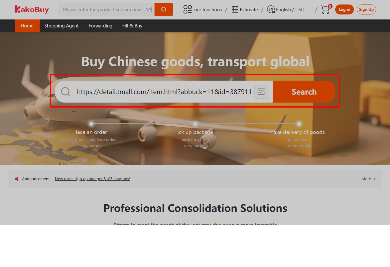 Paste the link into Kakobuy’s product search